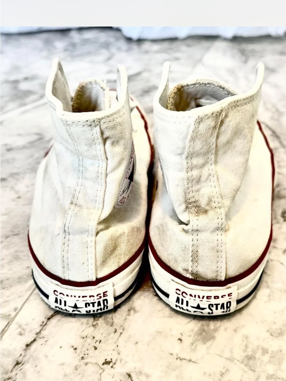Converse platform White Canvas High Top Sneakers with black trim